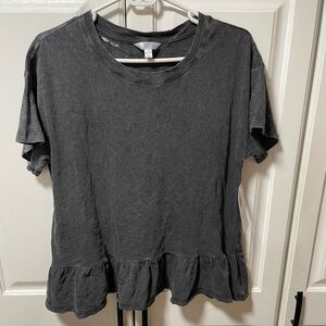 Time and tru women’s short sleeve peplum top in washed black size L NWT